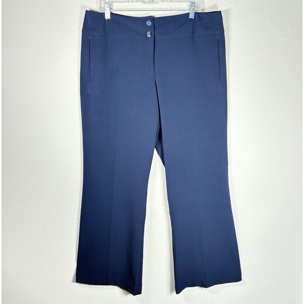 Fashion Bug Womens Size 16 Navy Dress Pants Wide Leg 31" Inseam Slash Pockets‎